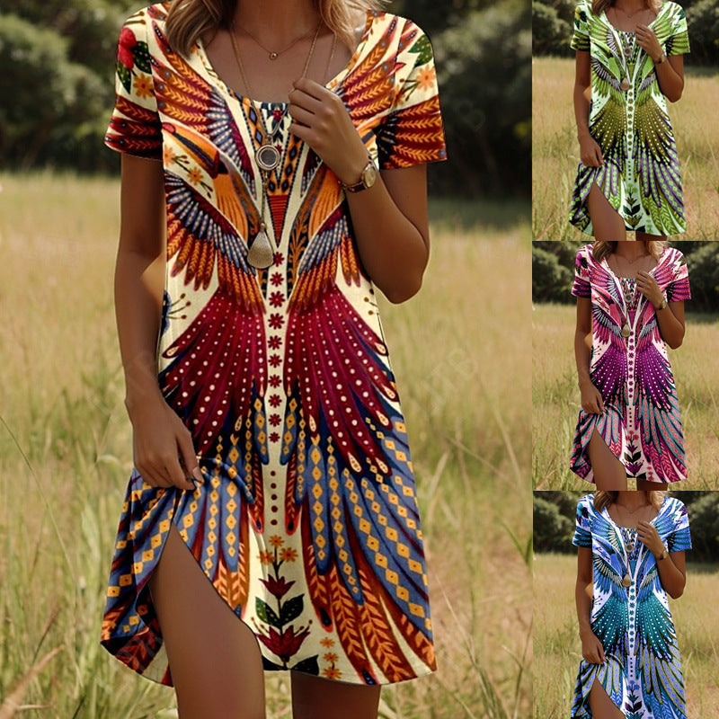 Isla™ – Kleid mit Indisch-inspiriertem Print und Rundhalsausschnitt