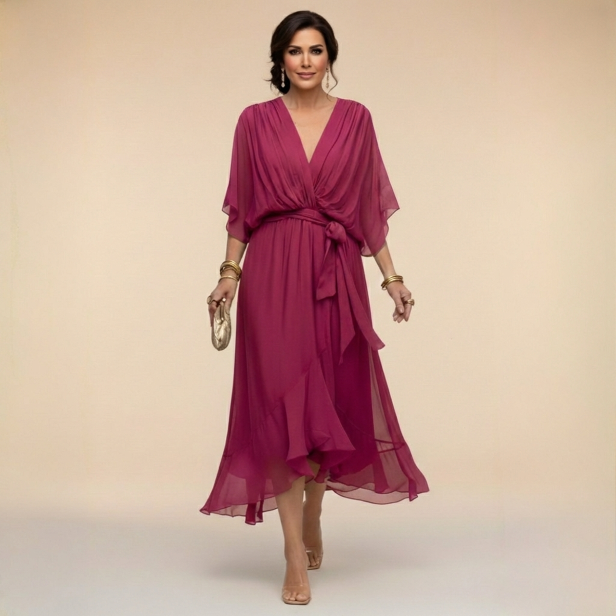 Sorena | Elegantes Maxi-Kleid mit V-Ausschnitt