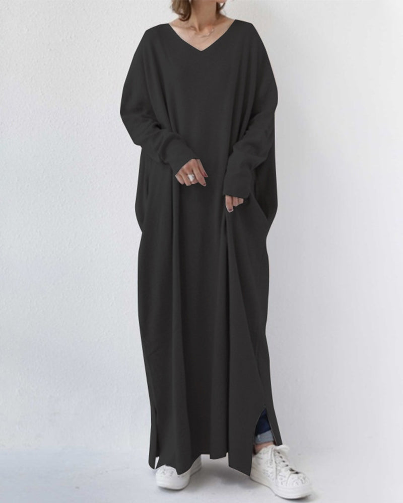 Serenya™ - Modisches Kleid mit langen Ärmeln und V-Ausschnitt