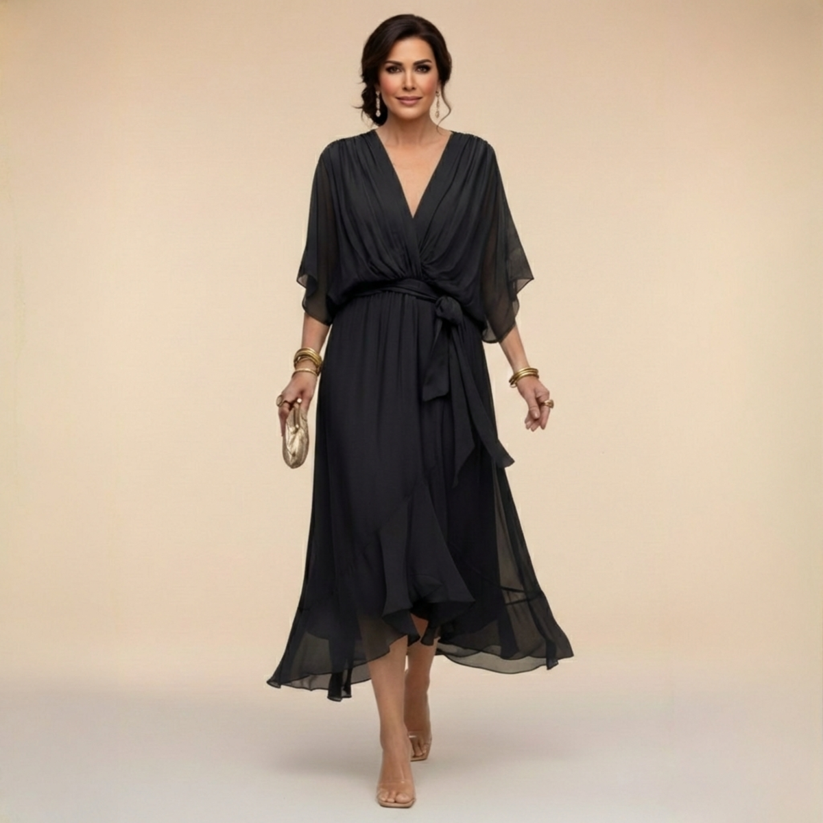 Sorena | Elegantes Maxi-Kleid mit V-Ausschnitt