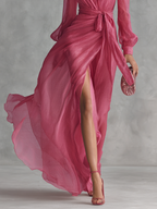 Rosa Chiffon KLeid V-Hals