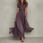 Vivienne | Chiffon-Maxikleid mit Spitzenbesatz