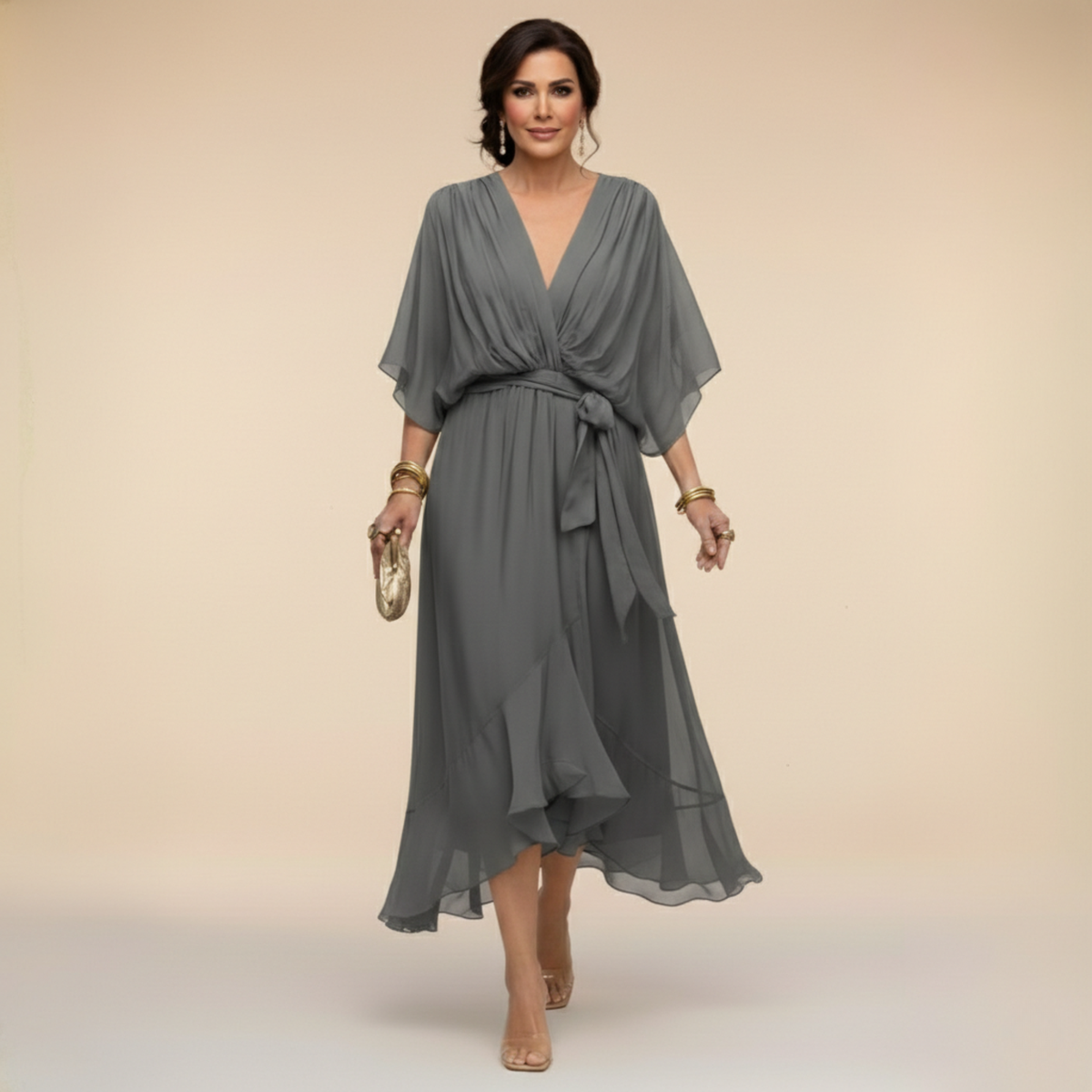 Sorena | Elegantes Maxi-Kleid mit V-Ausschnitt