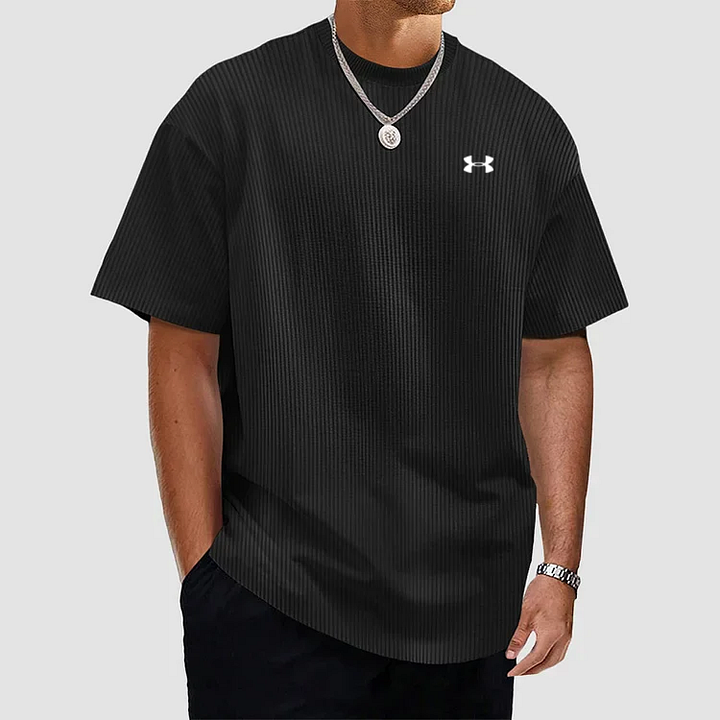 Unifarbenes, strukturiertes, schnelltrocknendes T-Shirt für Männer