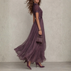 Vivienne | Chiffon-Maxikleid mit Spitzenbesatz