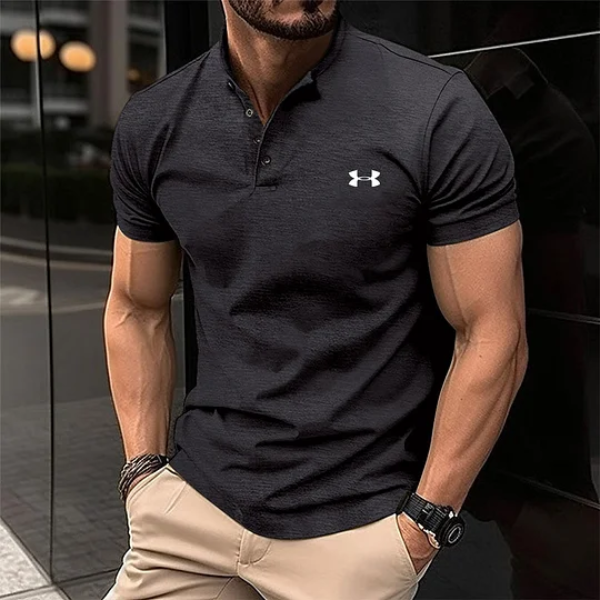 Herren-Poloshirt mit Knopfleiste und Henry-Kragen