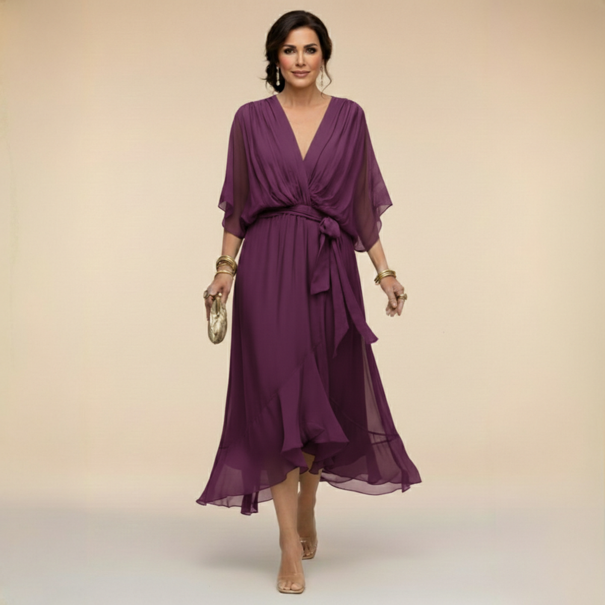 Sorena | Elegantes Maxi-Kleid mit V-Ausschnitt