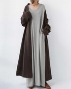 Serenya™ - Modisches Kleid mit langen Ärmeln und V-Ausschnitt