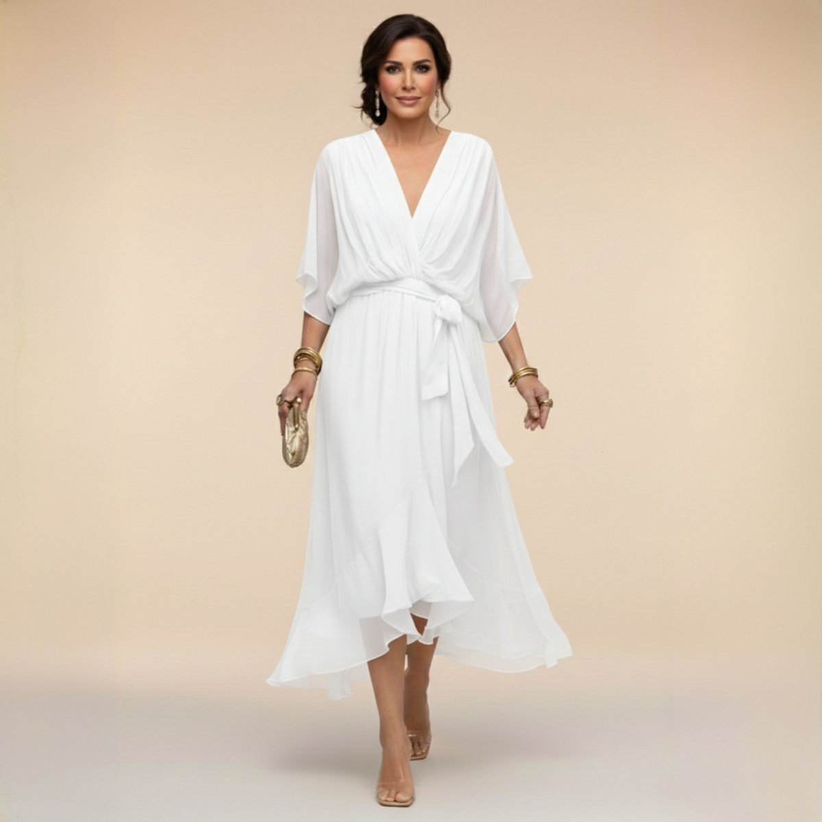 Sorena | Elegantes Maxi-Kleid mit V-Ausschnitt