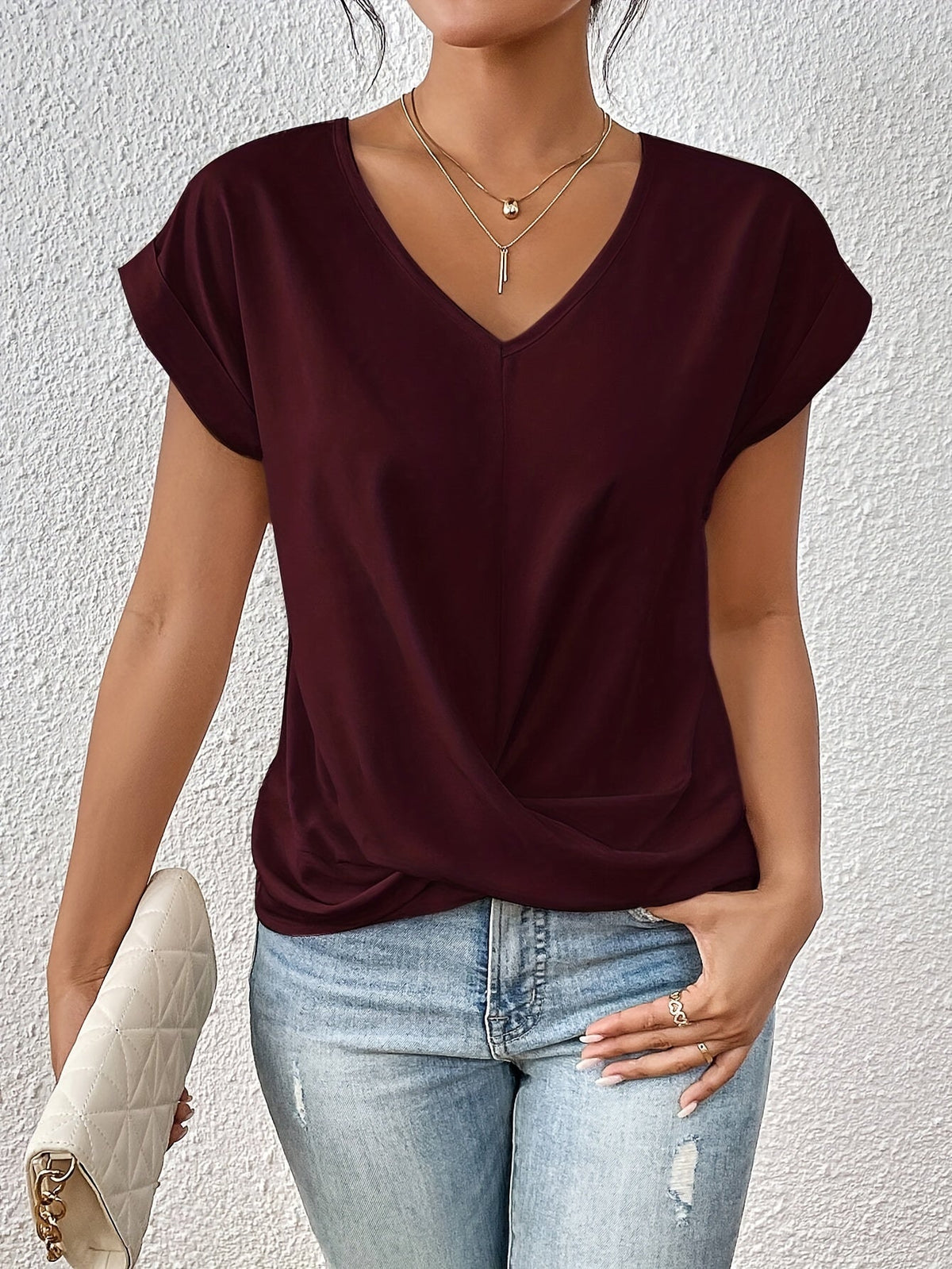 Sommerfeld | Lässiges T-Shirt mit Sweetheart-Ausschnitt