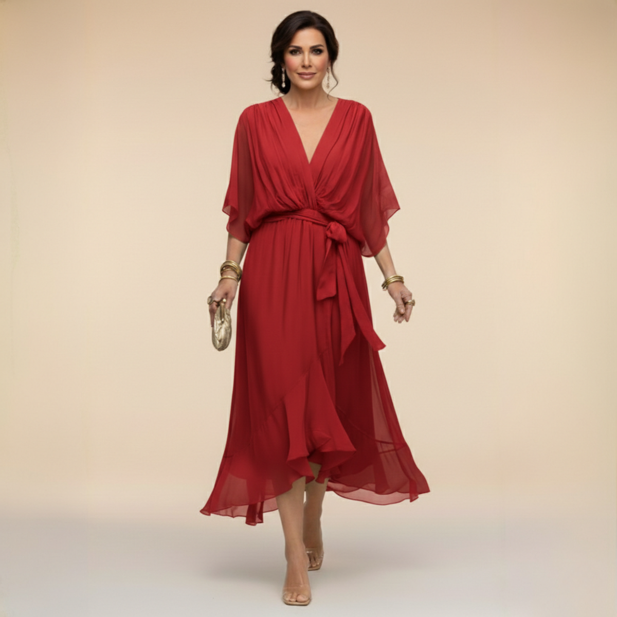 Sorena | Elegantes Maxi-Kleid mit V-Ausschnitt