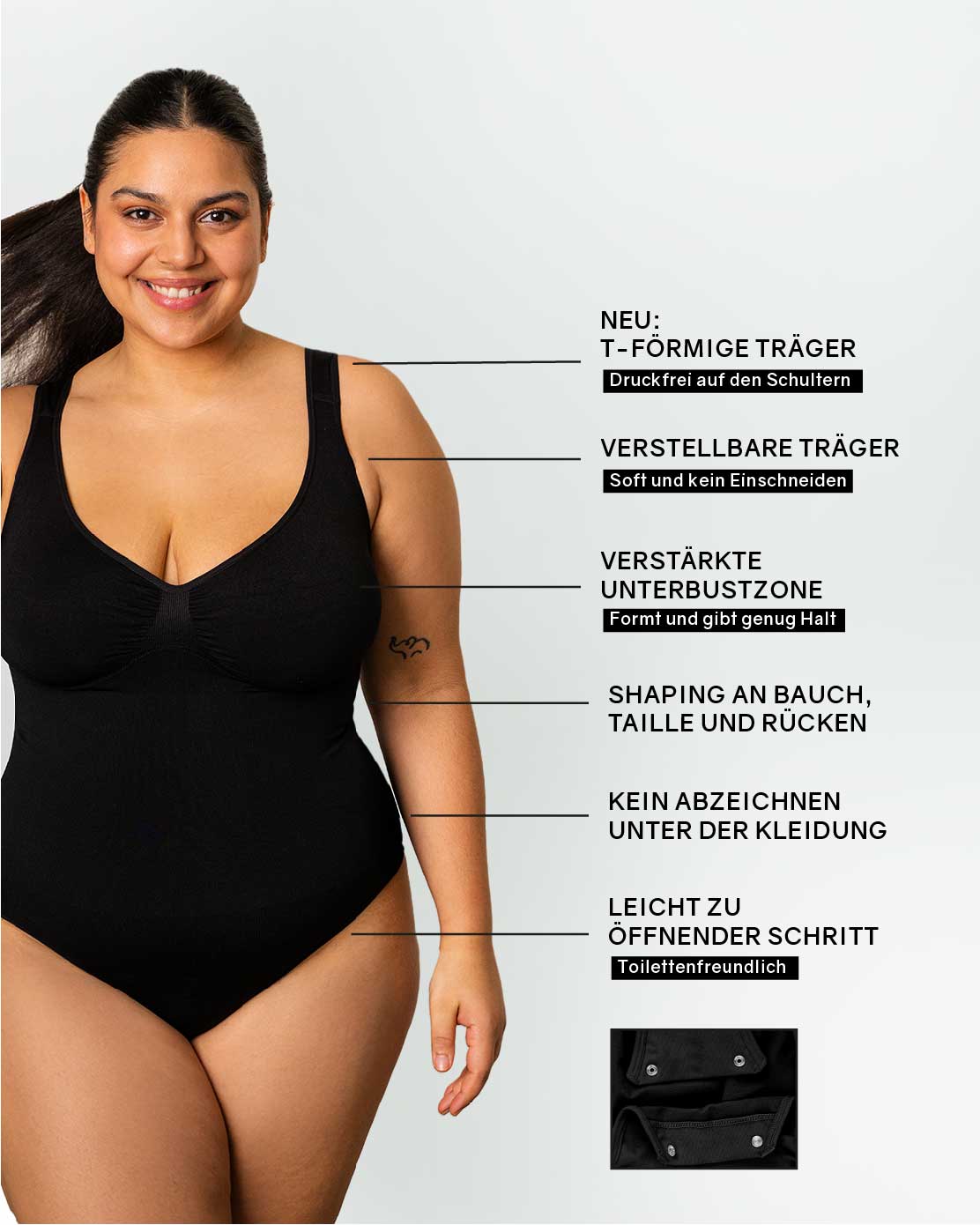 Shape Bestseller - Body Extra breite Träger + Body breitere Träger + Top mit Raffung