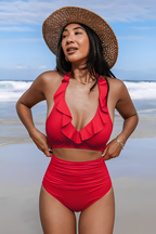 Super Bloom Bikini mit Rüschen und formender High-Waist-Bikinihose