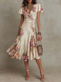 Margaret | Vintage-Blumen-Satin-Midikleid