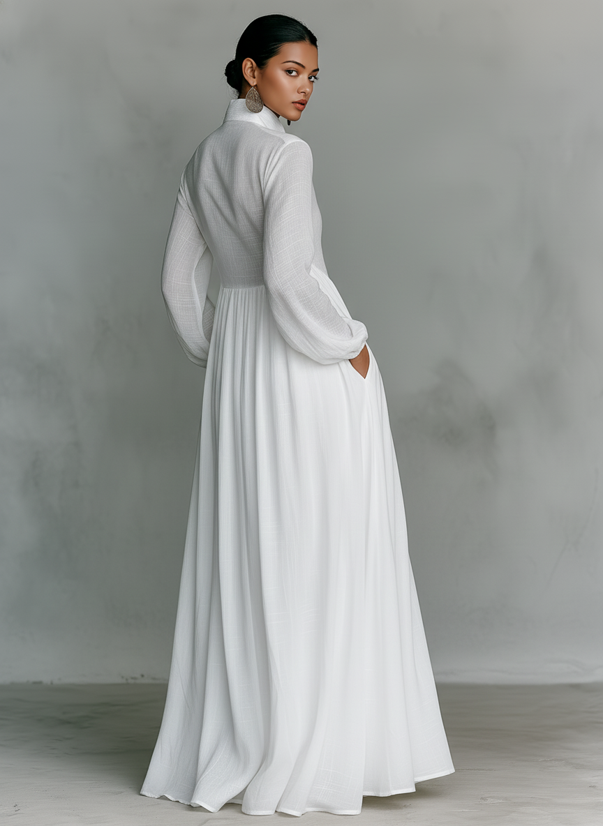 Patchwork Maxi Kleid Stehkragen