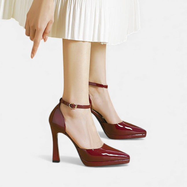 Rosa Leder-High Heels