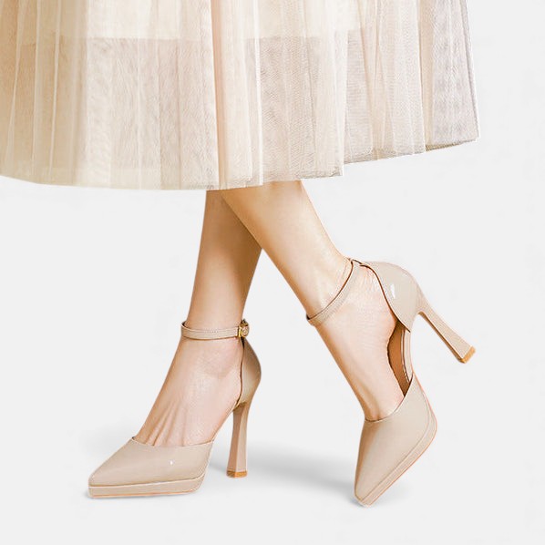 Rosa Leder-High Heels