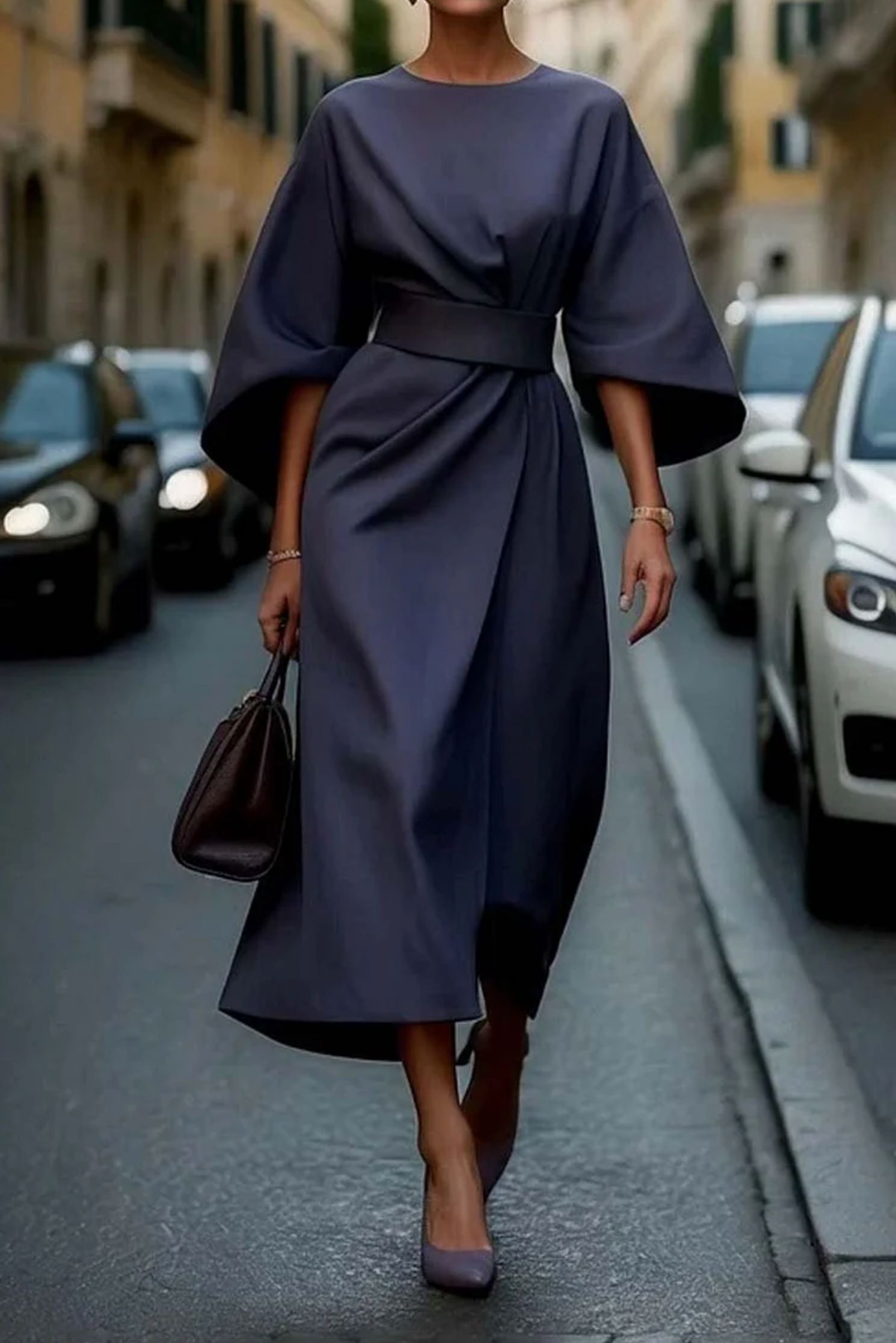 Rome™ – Zeitlos elegantes Kleid mit Laternenärmeln
