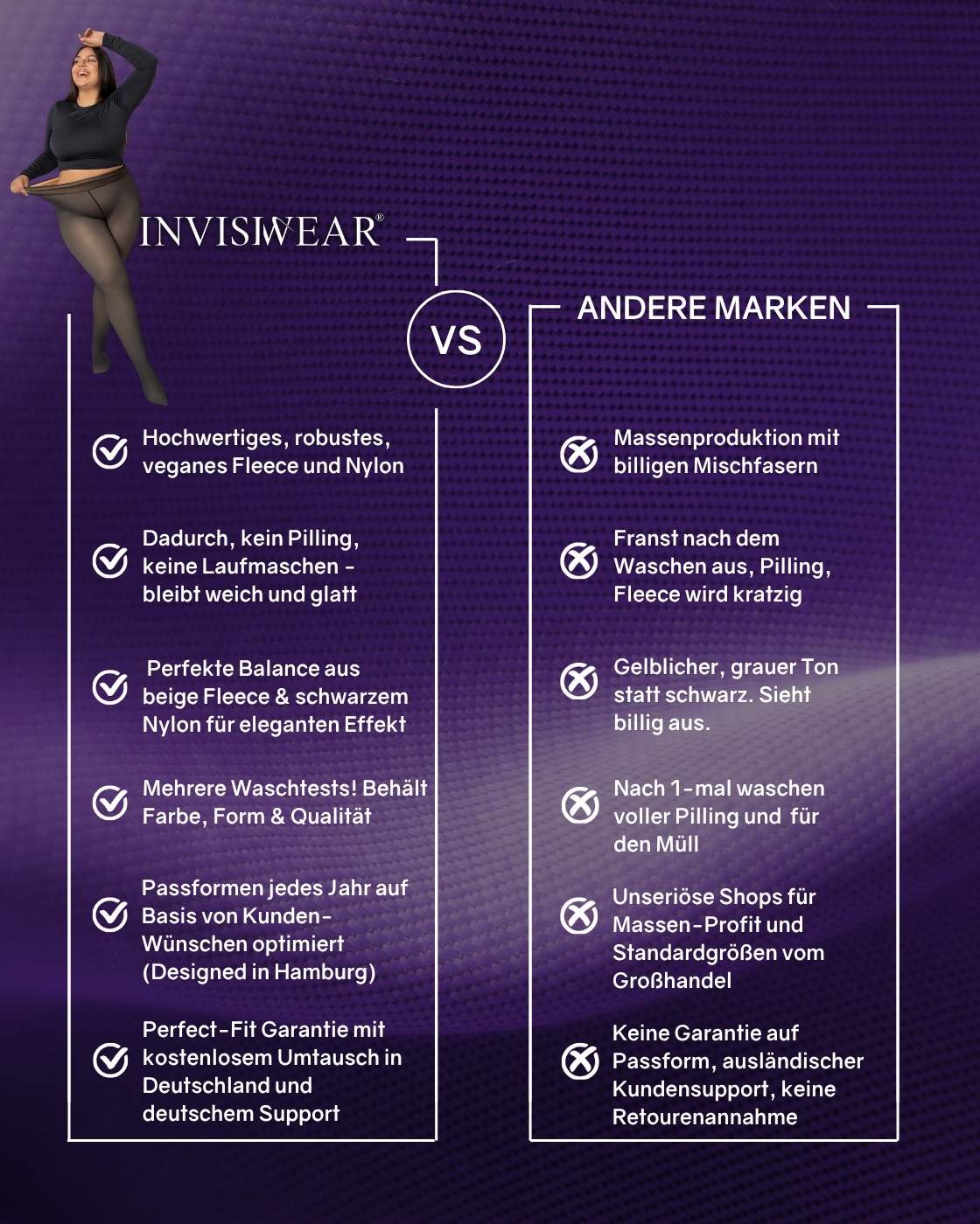 InvisiTights™ | gefütterte Strumpfhose | mit gefüttertem Fuß