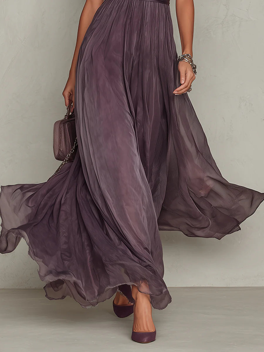 Ashley | Vintage elegantes Chiffon-Maxikleid