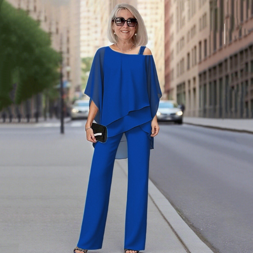 Chiffon-Oberteil & Weite Hose