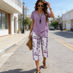 Sommerfeld | Zweiteiliges Set mit asymmetrischem Oberteil und Print-Hose