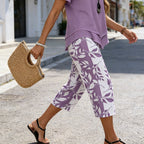 Sommerfeld | Zweiteiliges Set mit asymmetrischem Oberteil und Print-Hose